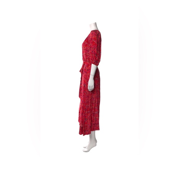 Saloni Dress S 100% Silk Wrap Dress $650 Pink Red Olivia Draped Summer Vacation - Picture 6 of 7